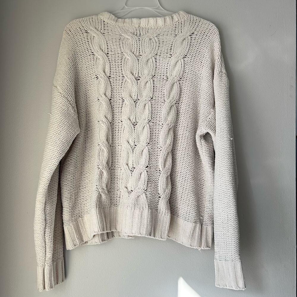 American Eagle Outfitters Cozy Cable Knit Sweater - Cream - Size M - Picture 6 of 9